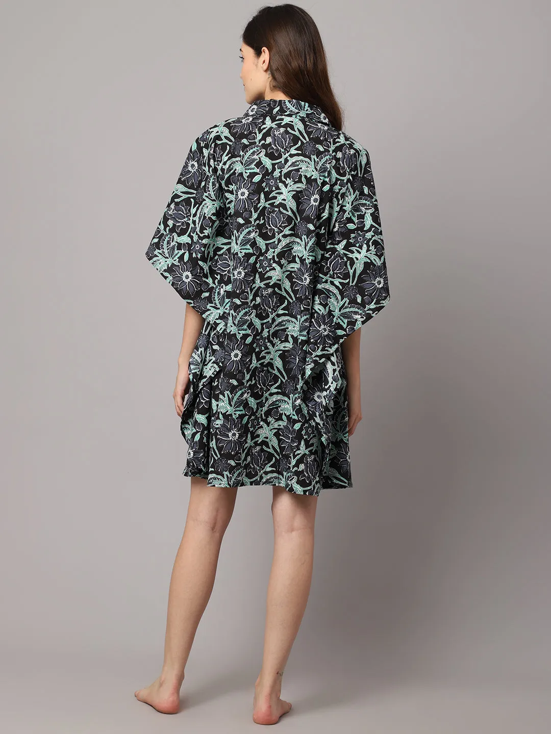 Floral Print Short kaftan - Green