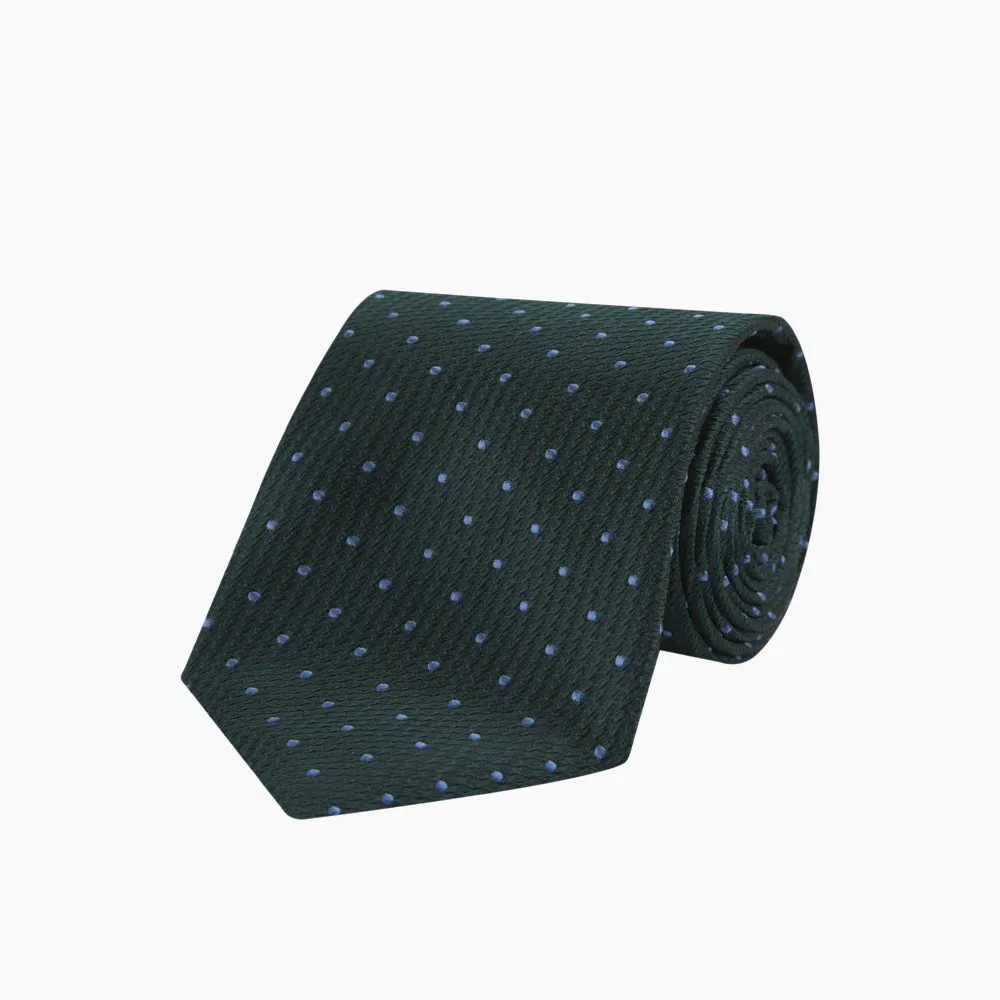 Forest Green and Blue Spot Lace Silk Tie