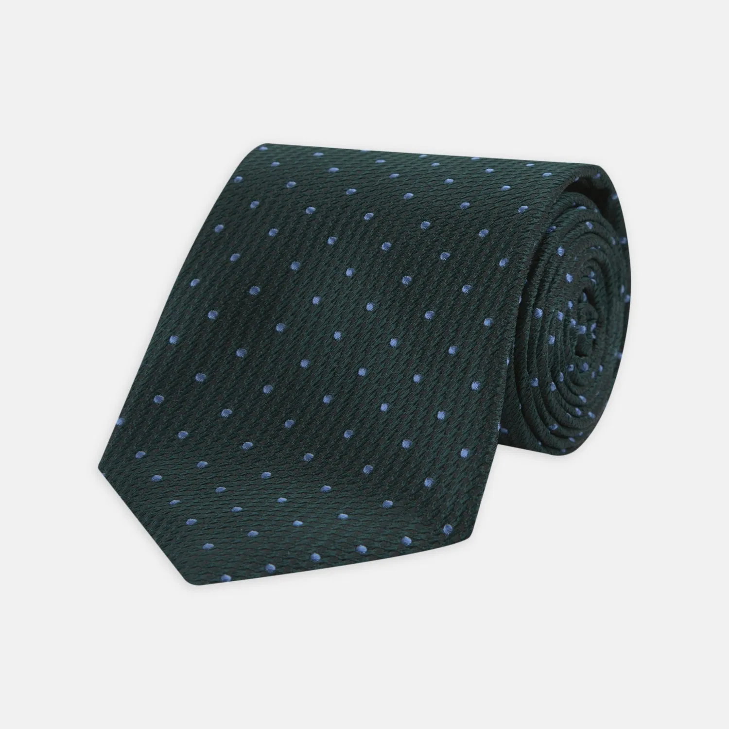 Forest Green and Blue Spot Lace Silk Tie