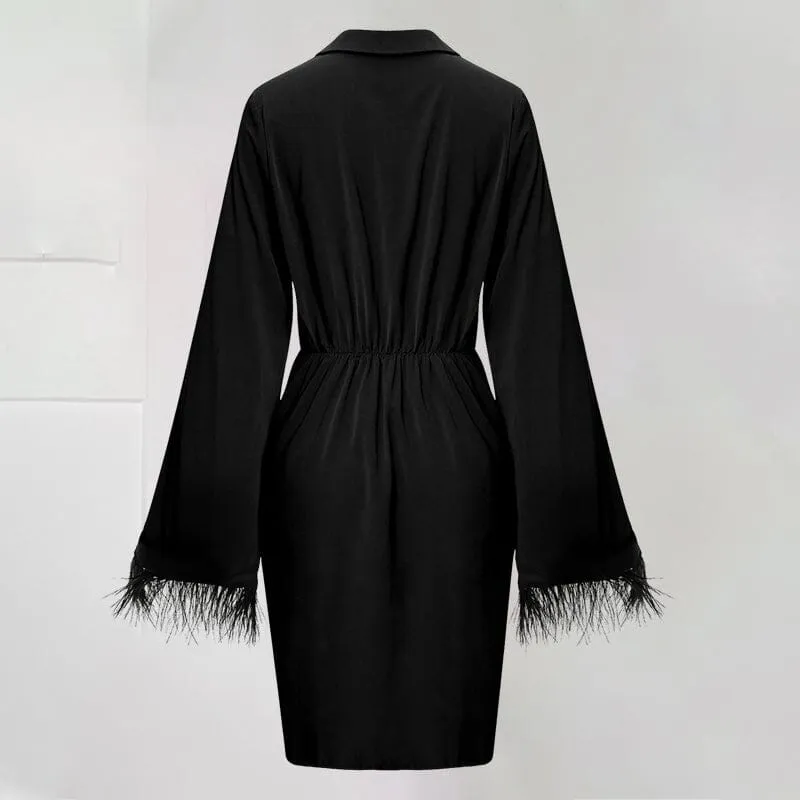 Fringed Sleeve Hip Dress