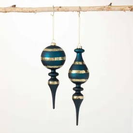 Gold-Striped Indigo Finial Set