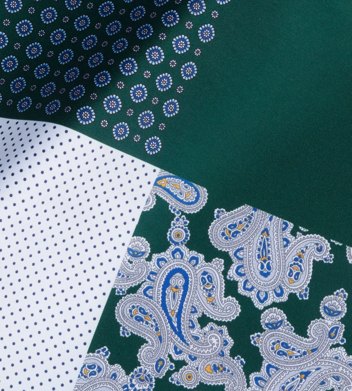 Green-White Paisley Pocket Square