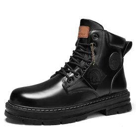 GRW Orthopedic Shoes for Men Warm Leather Lace-Up High Top Boots