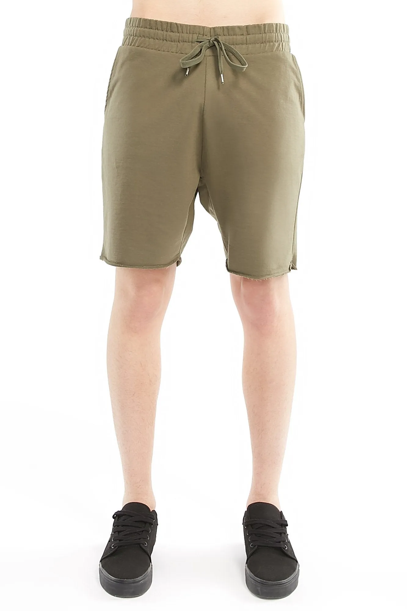 Guys Frayed Hem Athletic Drawstring Short