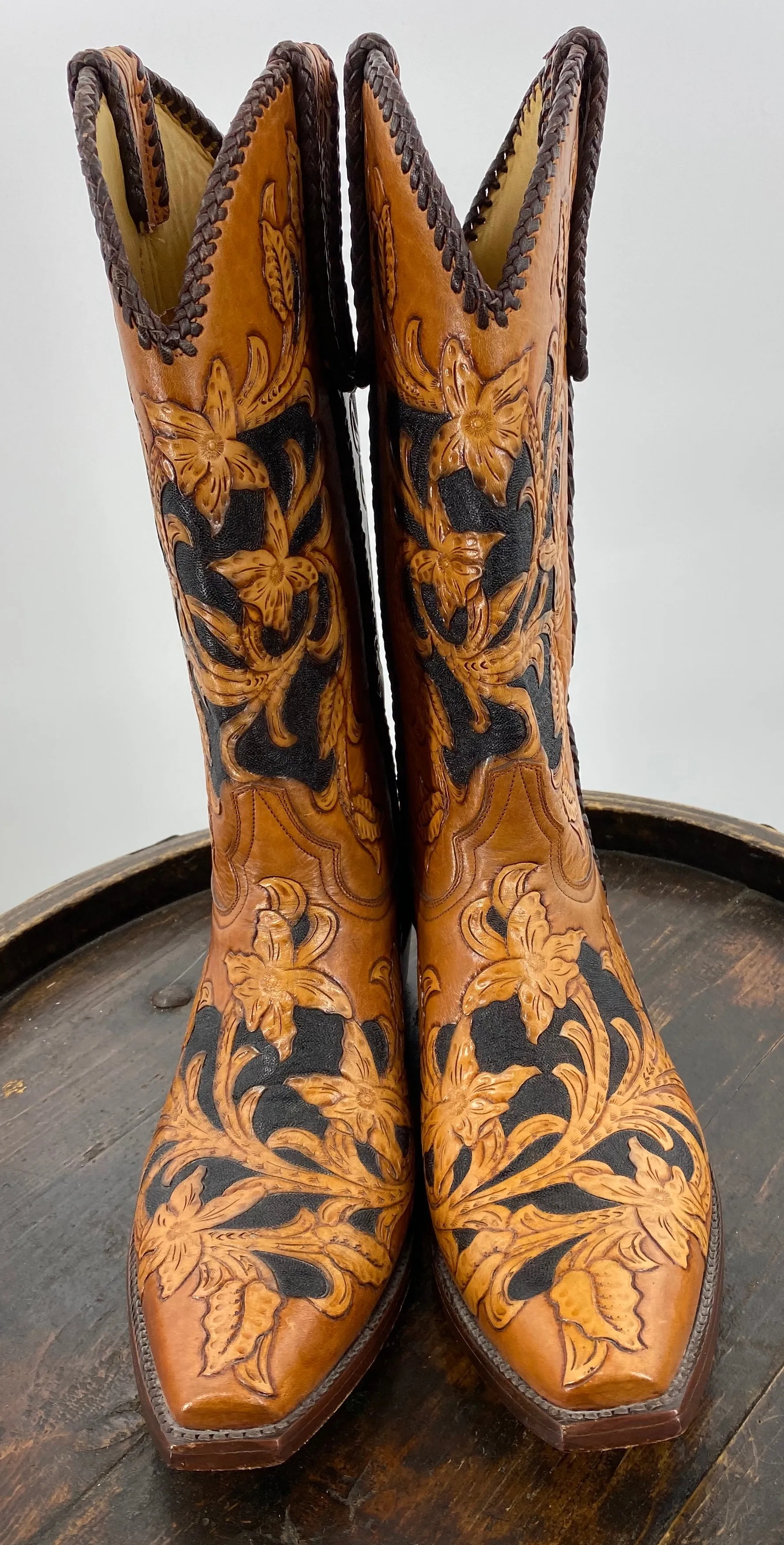 Hand Tooled Inlay Men's Boots 10.5D