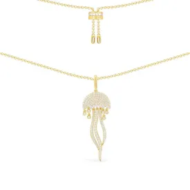 Jellyfish Adjustable Necklace - Yellow Silver