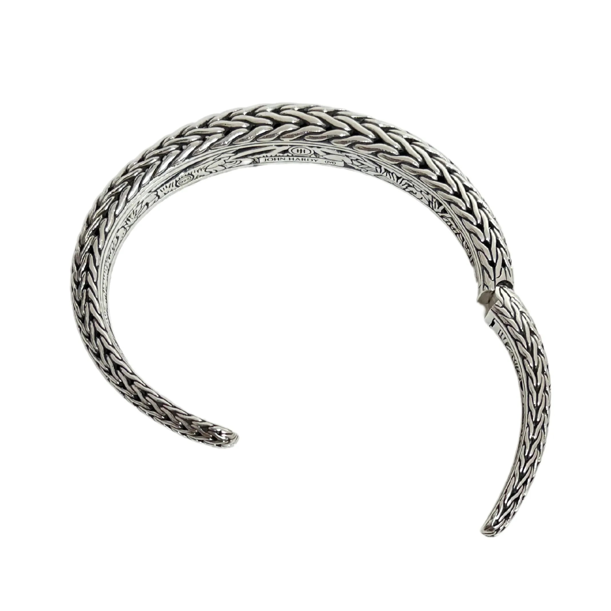 John Hardy 925 Sterling Carved Chain Graduated Kick Cuff