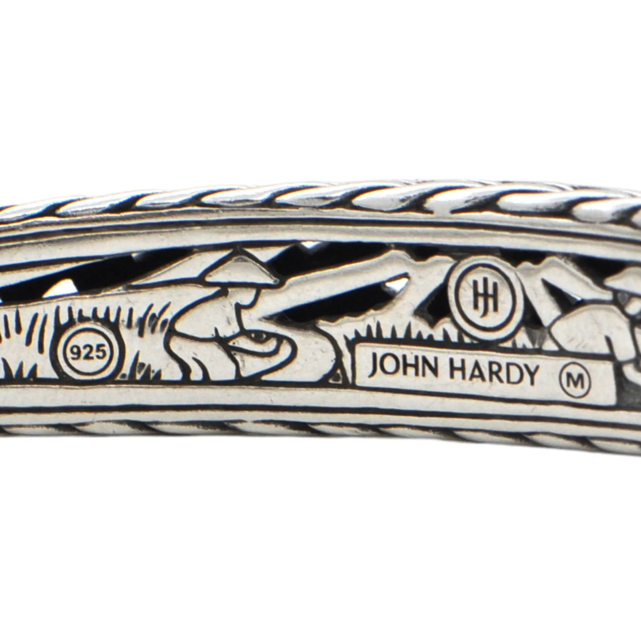 John Hardy 925 Sterling Carved Chain Graduated Kick Cuff