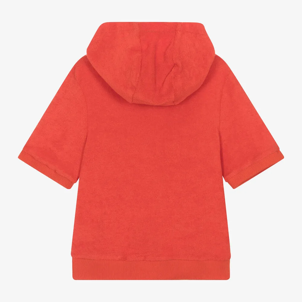 Kenzo Boys Bright Red Towelling Tiger Hoodie