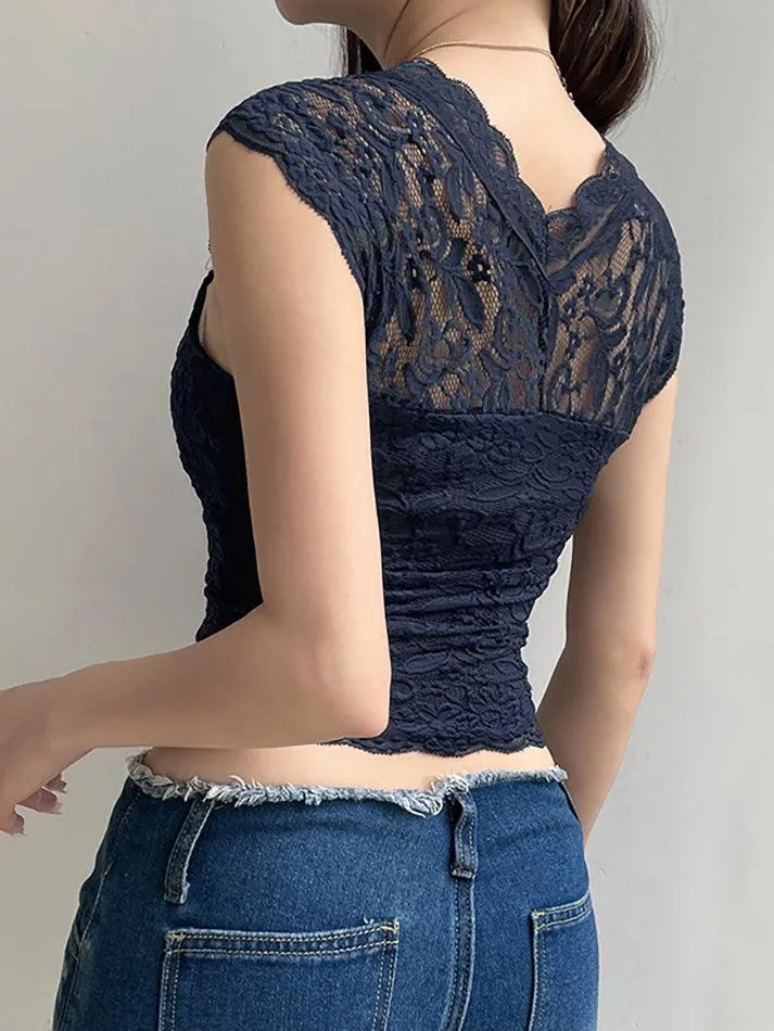 Lace Slim Short Sleeve Tee