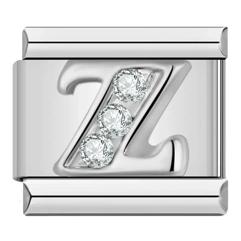 Letter Z with Stones, on Silver