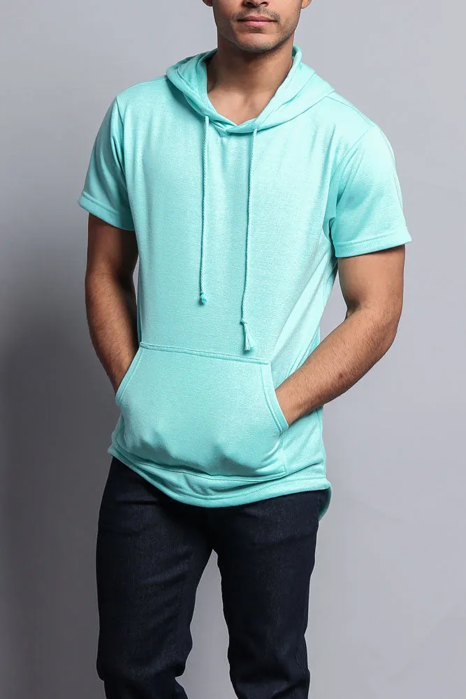 Long Length Short Sleeve Fishtail Pullover Hoodie