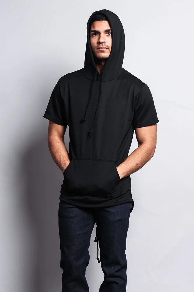 Long Length Short Sleeve Fishtail Pullover Hoodie