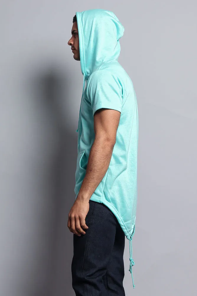 Long Length Short Sleeve Fishtail Pullover Hoodie