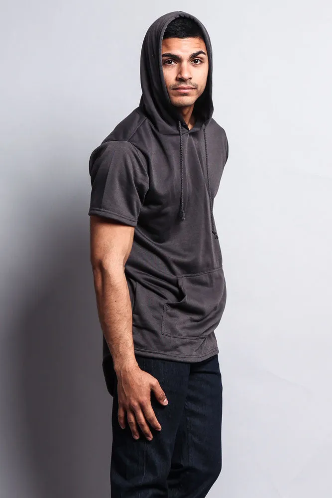 Long Length Short Sleeve Fishtail Pullover Hoodie