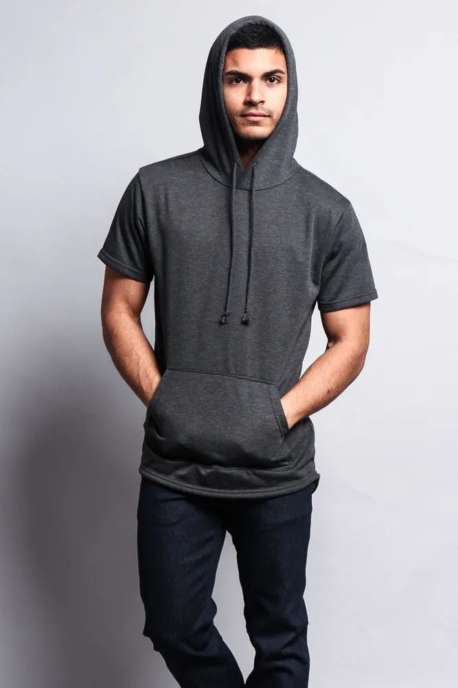 Long Length Short Sleeve Fishtail Pullover Hoodie