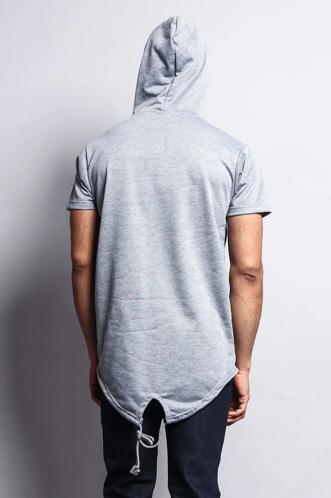 Long Length Short Sleeve Fishtail Pullover Hoodie