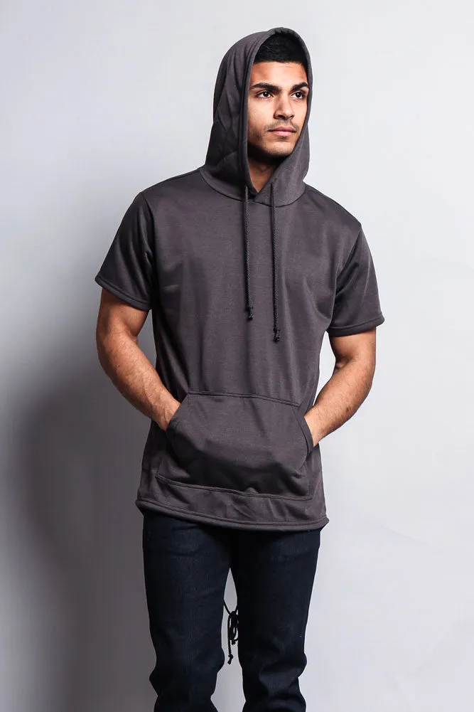 Long Length Short Sleeve Fishtail Pullover Hoodie