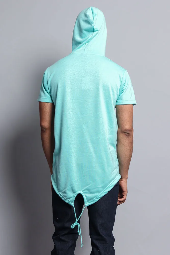 Long Length Short Sleeve Fishtail Pullover Hoodie