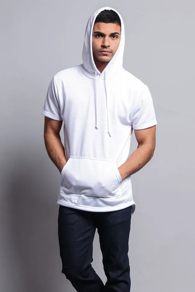 Long Length Short Sleeve Fishtail Pullover Hoodie