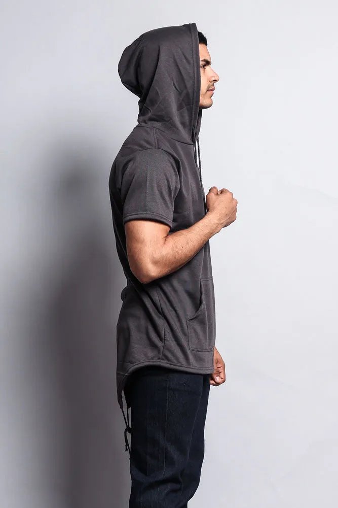 Long Length Short Sleeve Fishtail Pullover Hoodie