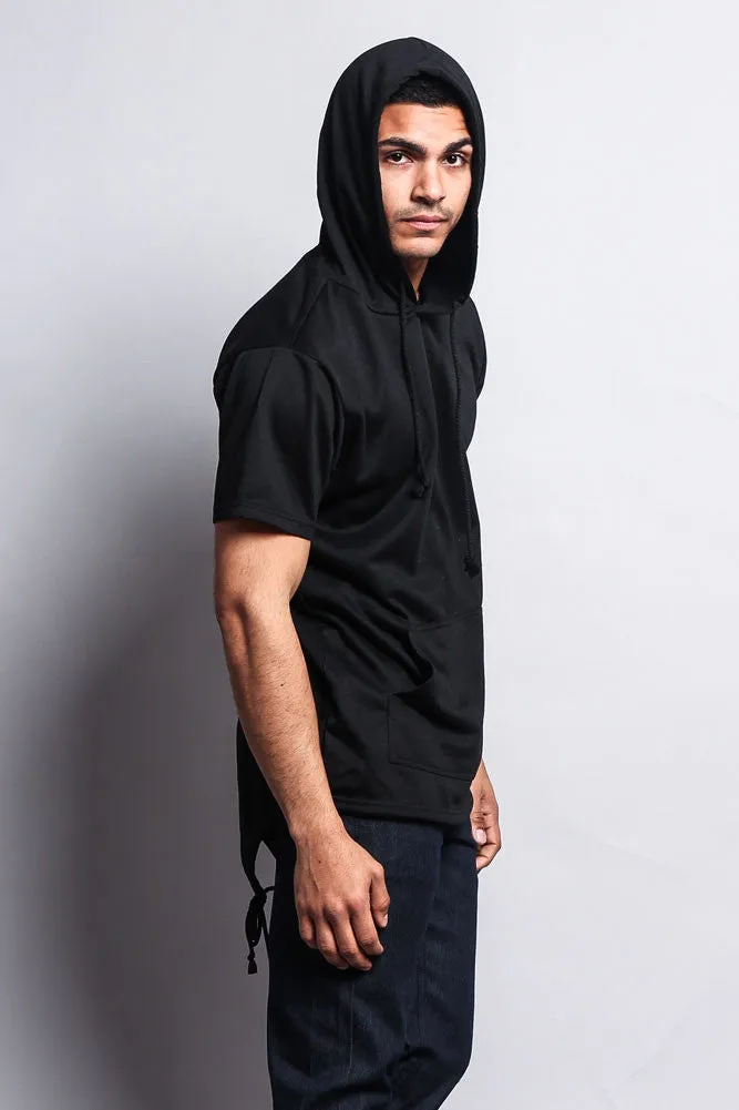 Long Length Short Sleeve Fishtail Pullover Hoodie