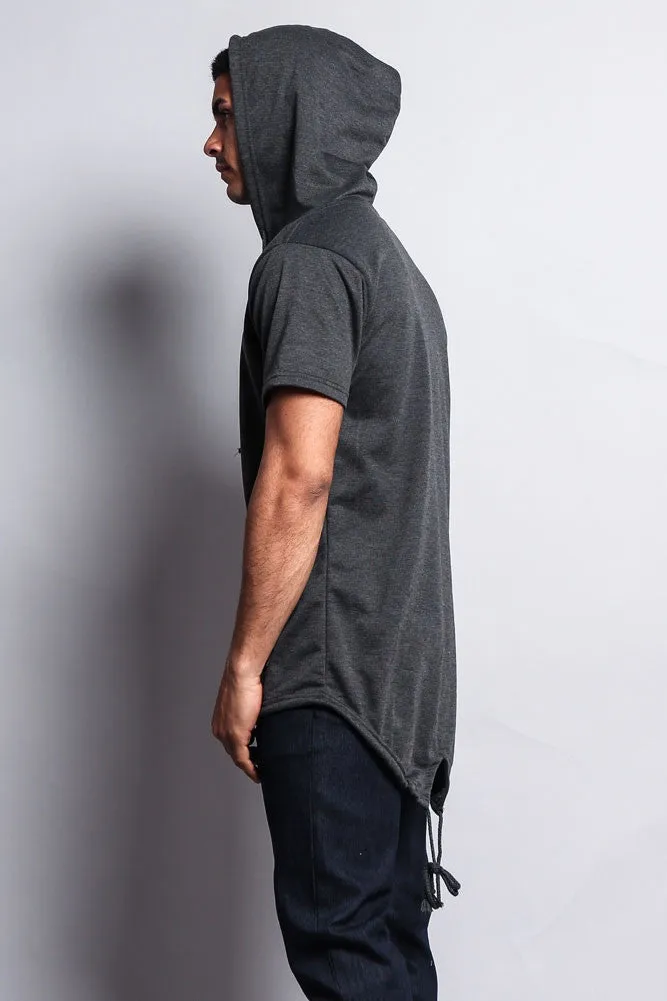 Long Length Short Sleeve Fishtail Pullover Hoodie