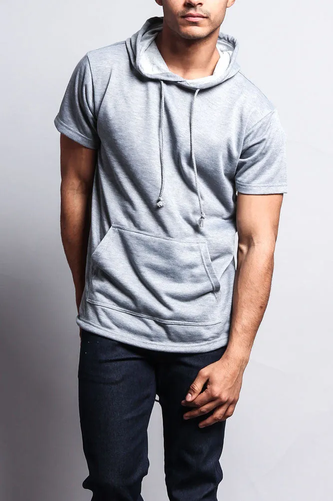 Long Length Short Sleeve Fishtail Pullover Hoodie