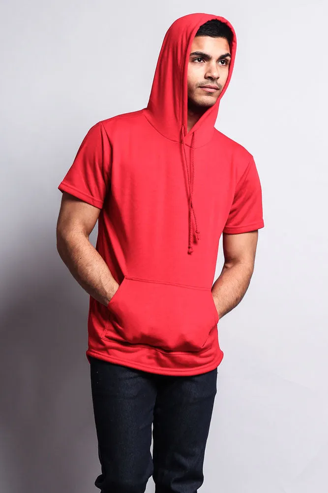 Long Length Short Sleeve Fishtail Pullover Hoodie