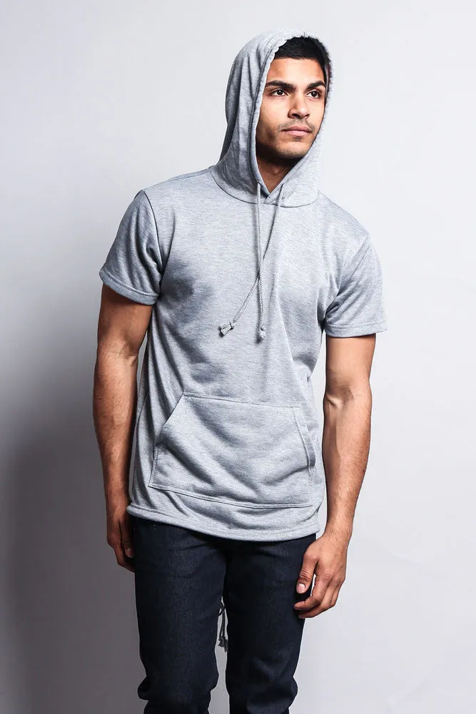 Long Length Short Sleeve Fishtail Pullover Hoodie