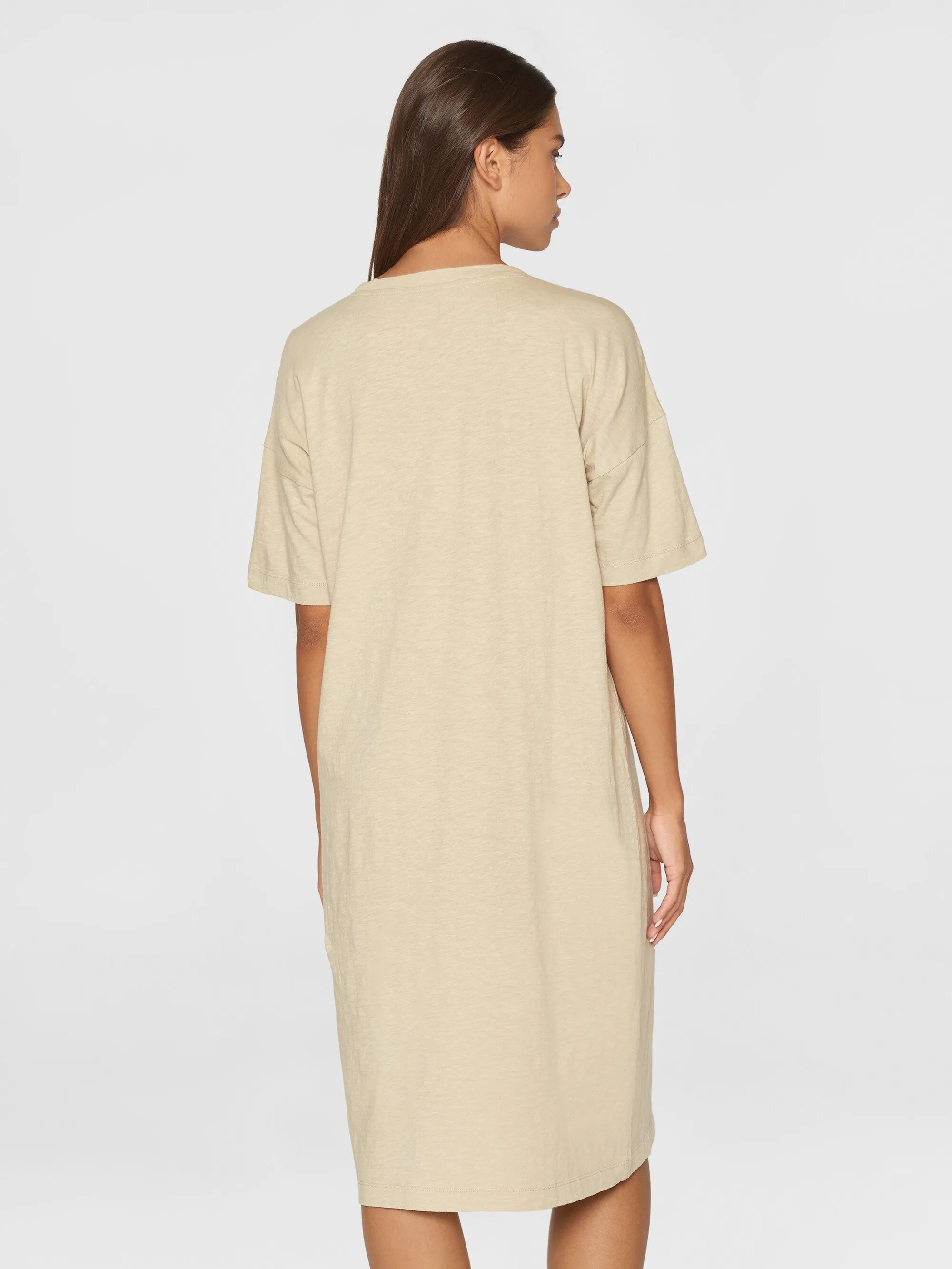 Loose fit midi boat neck jersey dress - Light feather gray