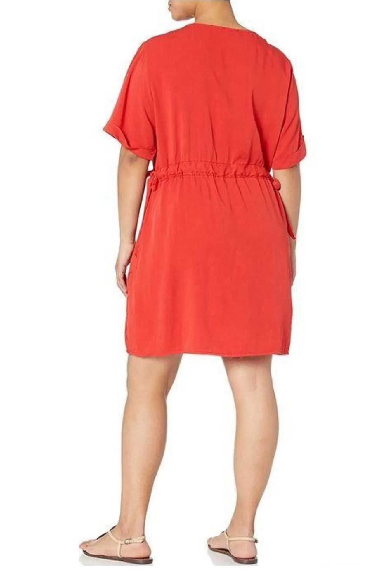 M Made in Italy - Short Sleeve Dress with Drawstring Waist Plus Size