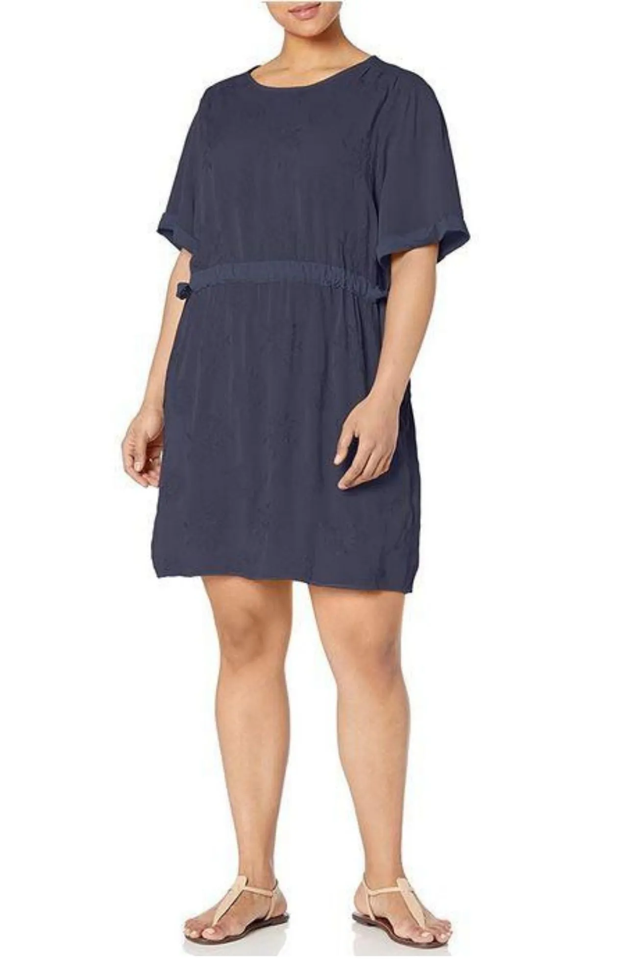 M Made in Italy - Short Sleeve Dress with Drawstring Waist Plus Size