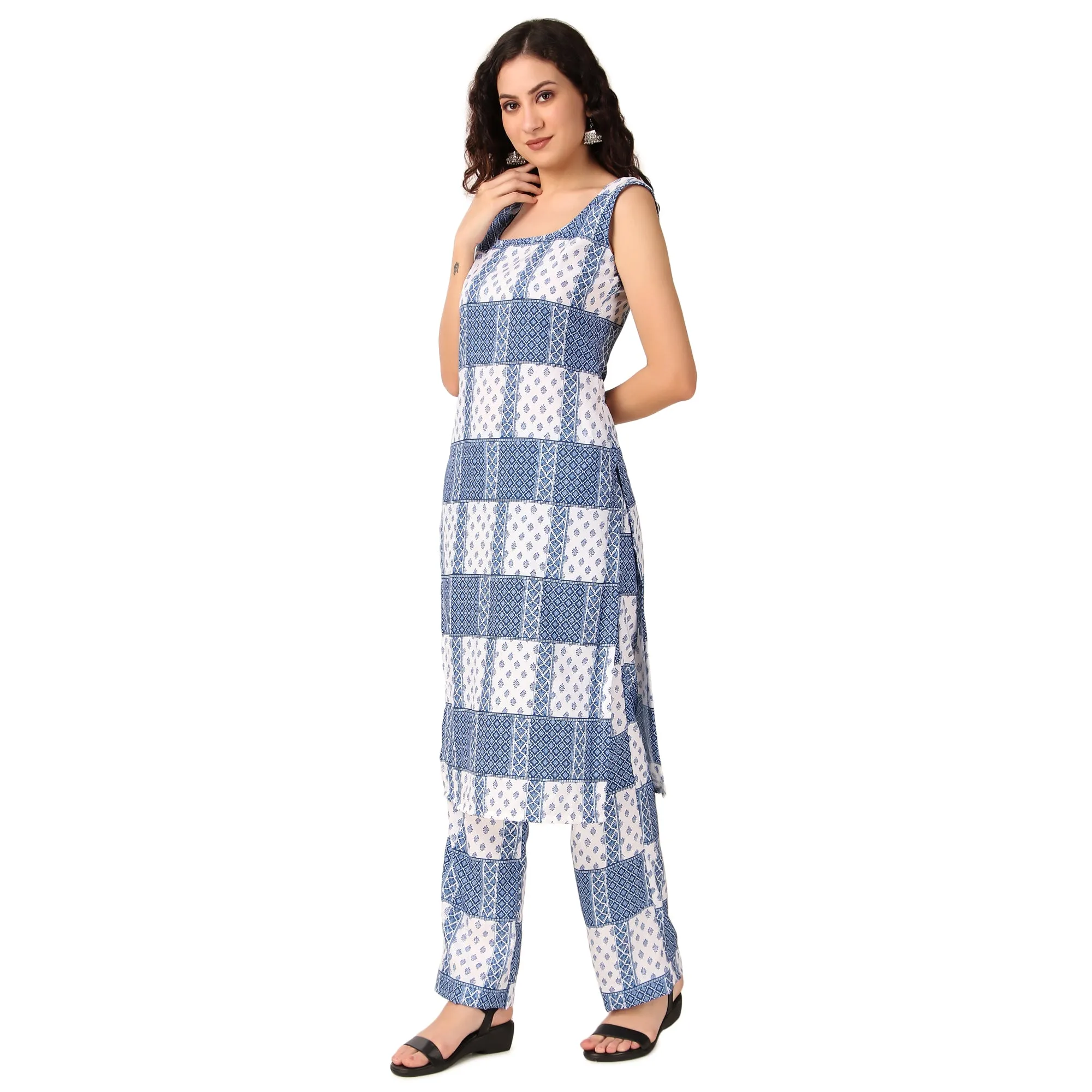 Magnetism blue dual print Kurta with Pant