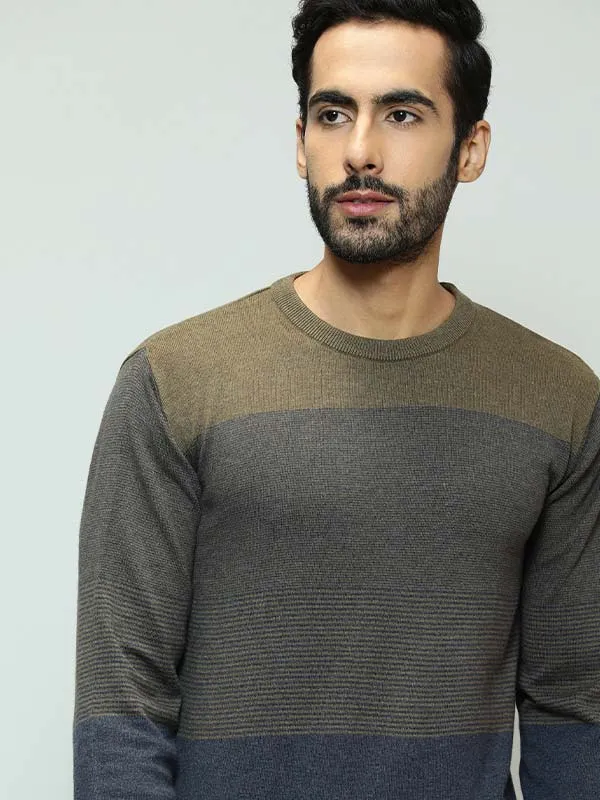 Men Color Block Full Sleeve Crew Neck Sweater