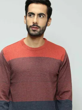 Men Color Block Full Sleeve Crew Neck Sweater