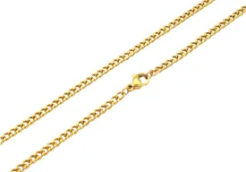 Mens 3MM Gold Stainless Steel Curb Chain Necklace