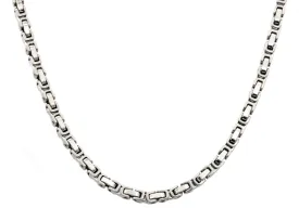 Mens 4mm Stainless Steel Byzantine Link Chain Necklace