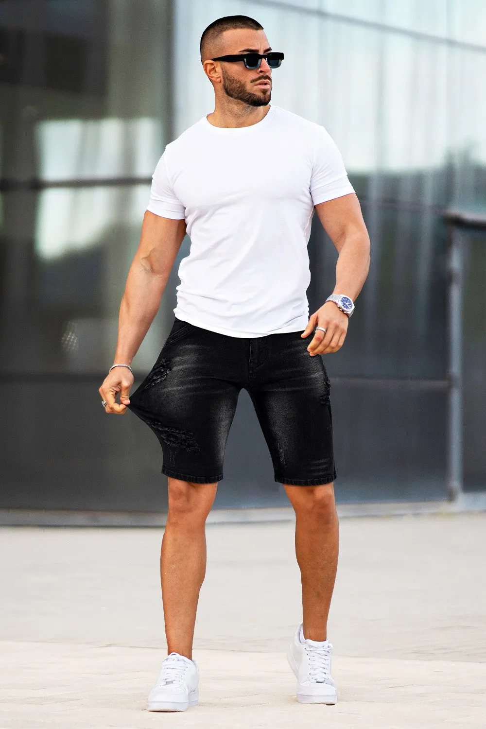 Men's Black Jean Short - Flexibility