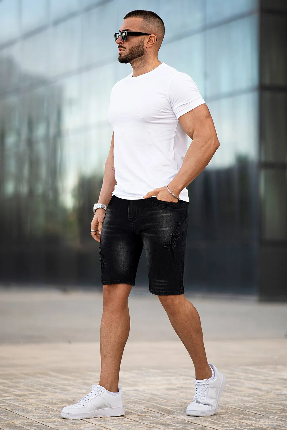 Men's Black Jean Short - Flexibility