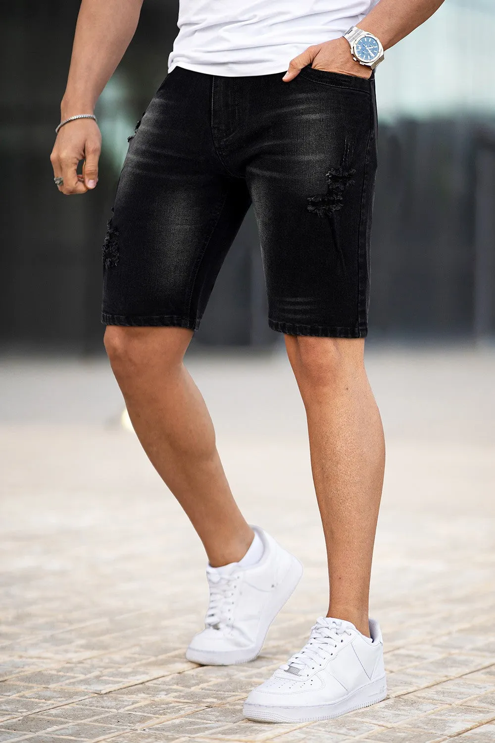 Men's Black Jean Short - Flexibility