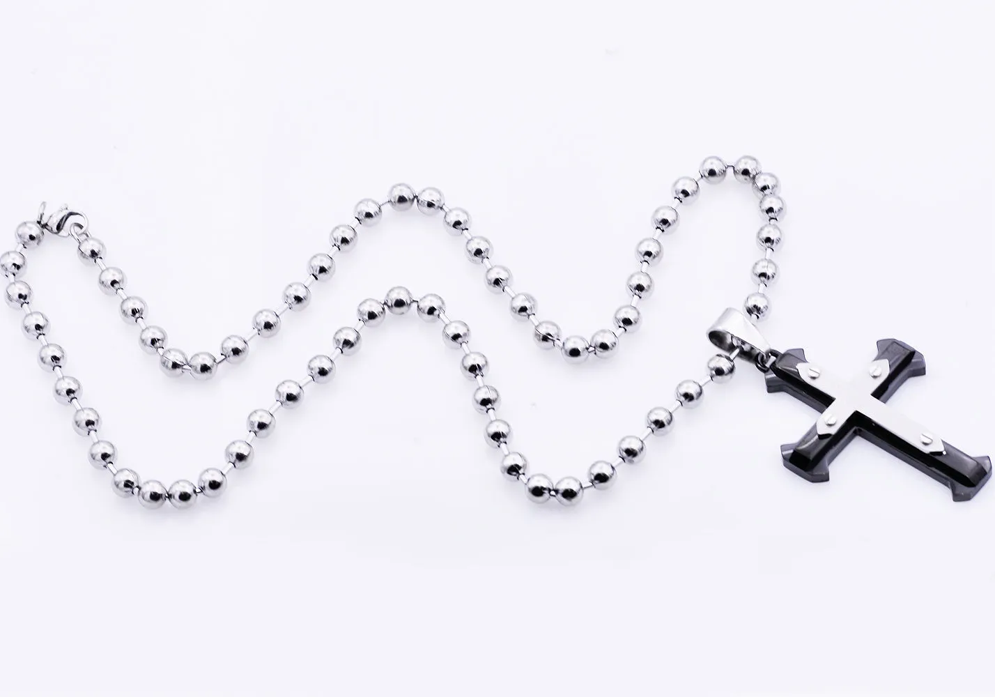 Mens Black Stainless Steel Cross Pendant