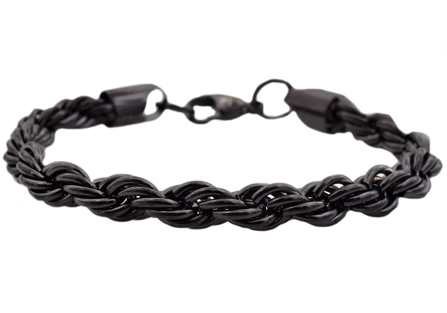 Men's Black Stainless Steel Rope Chain Bracelet