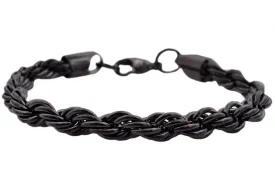 Men's Black Stainless Steel Rope Chain Bracelet