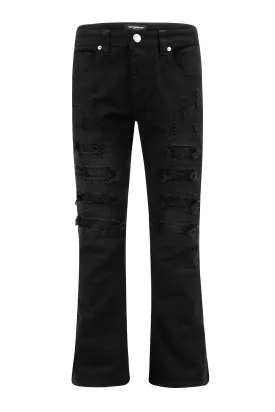 Men's Bootcut Rip & Repaired Colored Jeans