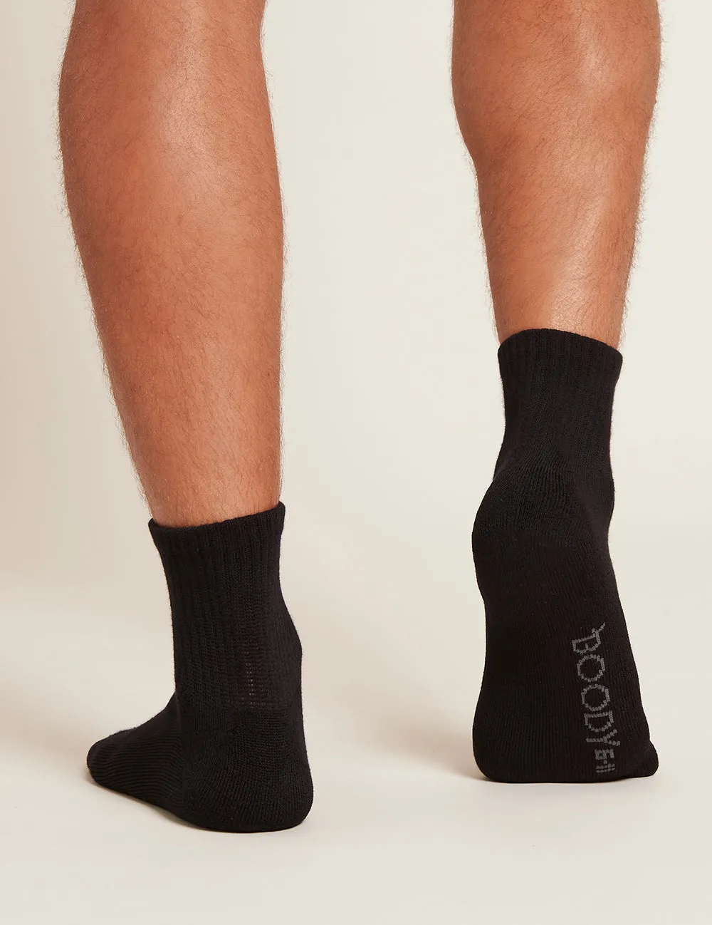 Men's Cushioned Quarter Crew Socks - Black