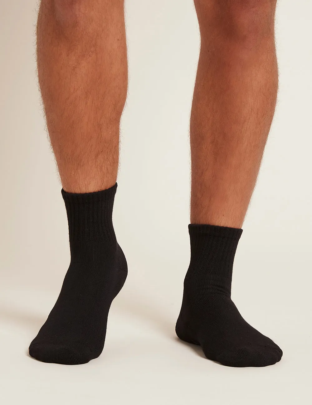 Men's Cushioned Quarter Crew Socks - Black