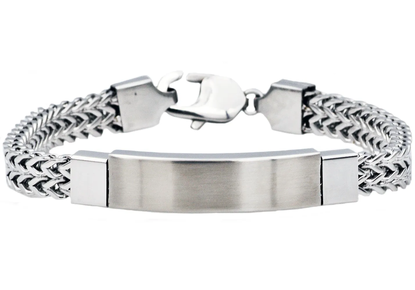 Mens Double Franco Link Stainless Steel ID-Engravable Bracelet