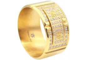 Mens Gold Plated Stainless Steel Ring With Cubic Zirconia