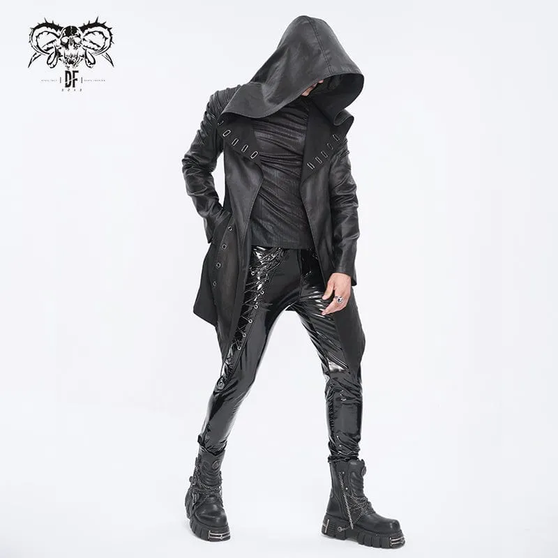 Men's Gothic Irregular Eyelet Jacket with Hood